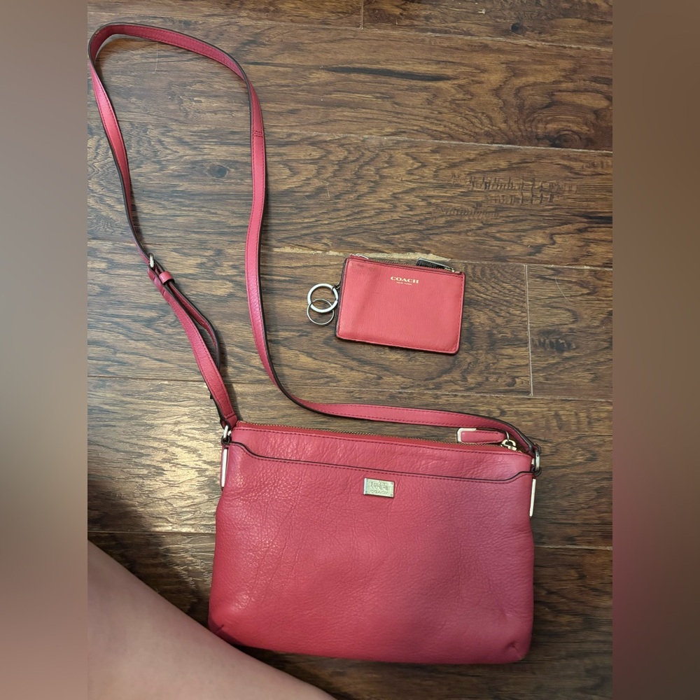 Coach pink crossbody purse with matching wallet